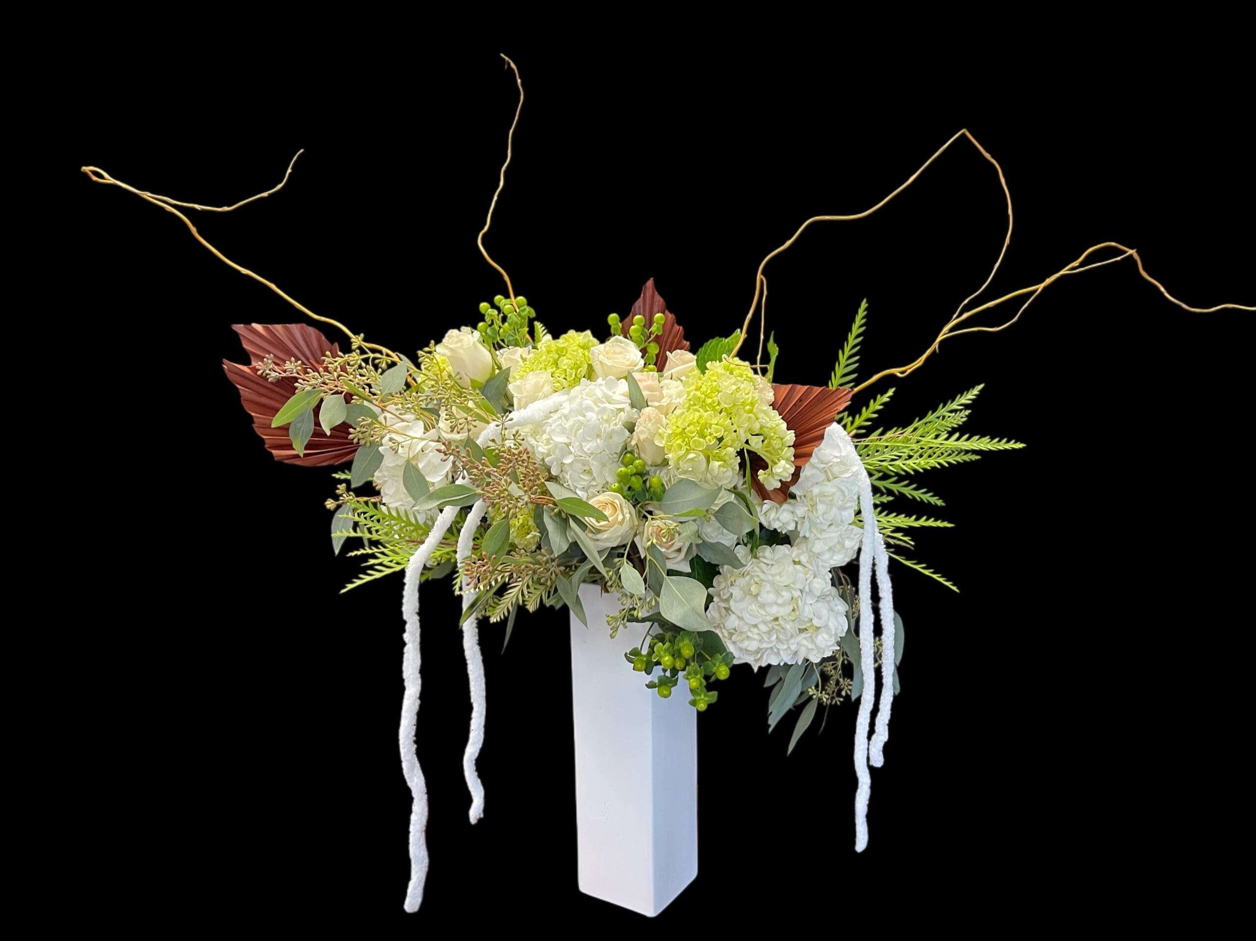 Bird of Paradise and Hydrangea Tropical Bouquet Tropical flower arrangement with bird of paradise blooms and pink hydrangeas
